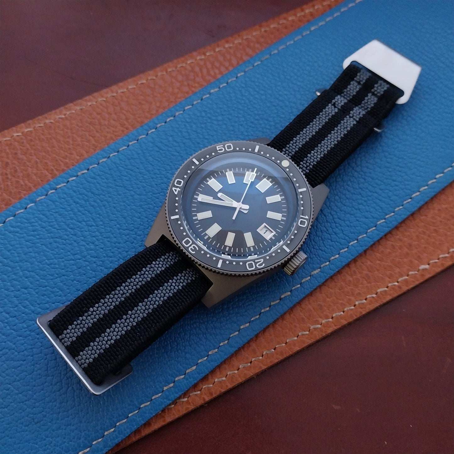20mm Marine Nationale MN Parachute Elastic Black & Gray Watch Strap