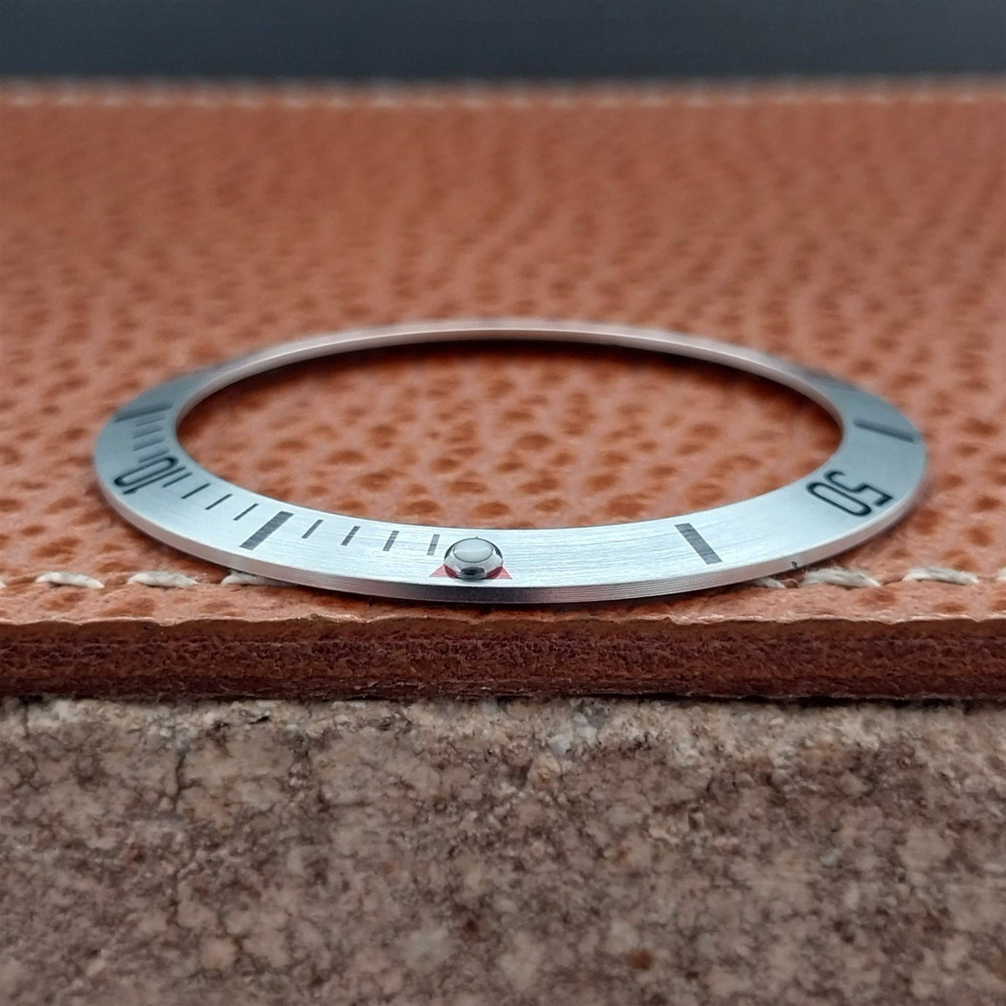 38mm x 30.5mm Silver Black & Red Seiko Mod Watch Aluminum Bezel Insert