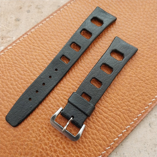 Vintage 20mm Skindiver Black Aqua GS Watch Strap & Acier Buckle
