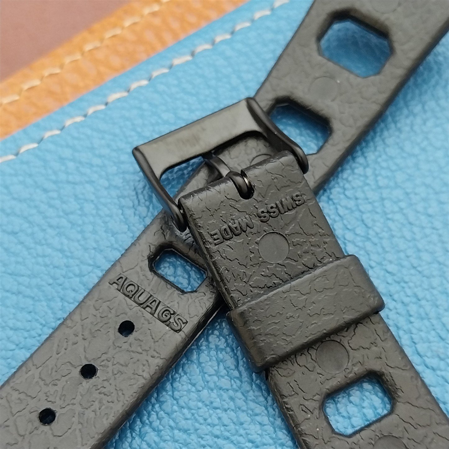 Vintage 20mm Skindiver Black Aqua GS Watch Strap & Black Buckle