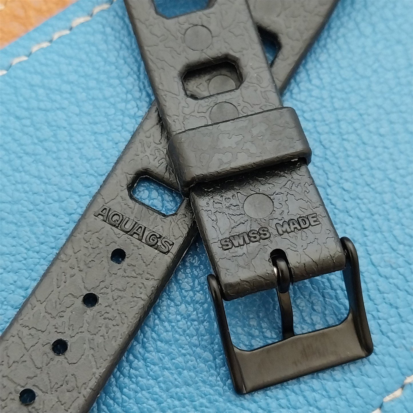 Vintage 20mm Skindiver Black Aqua GS Watch Strap & Black Buckle