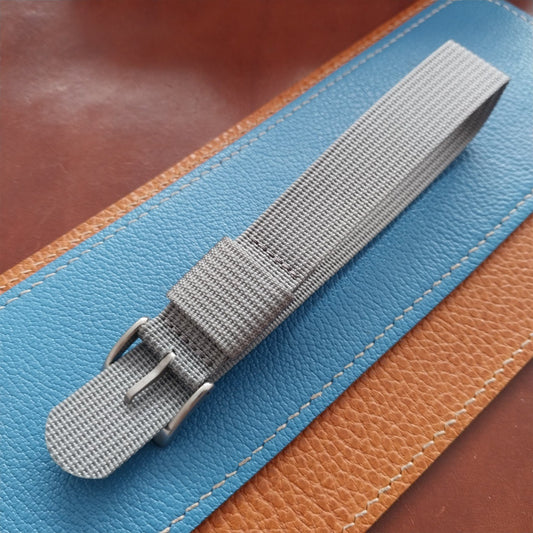 20mm Ribbed Gray Nylon Single-Pass Watch Strap