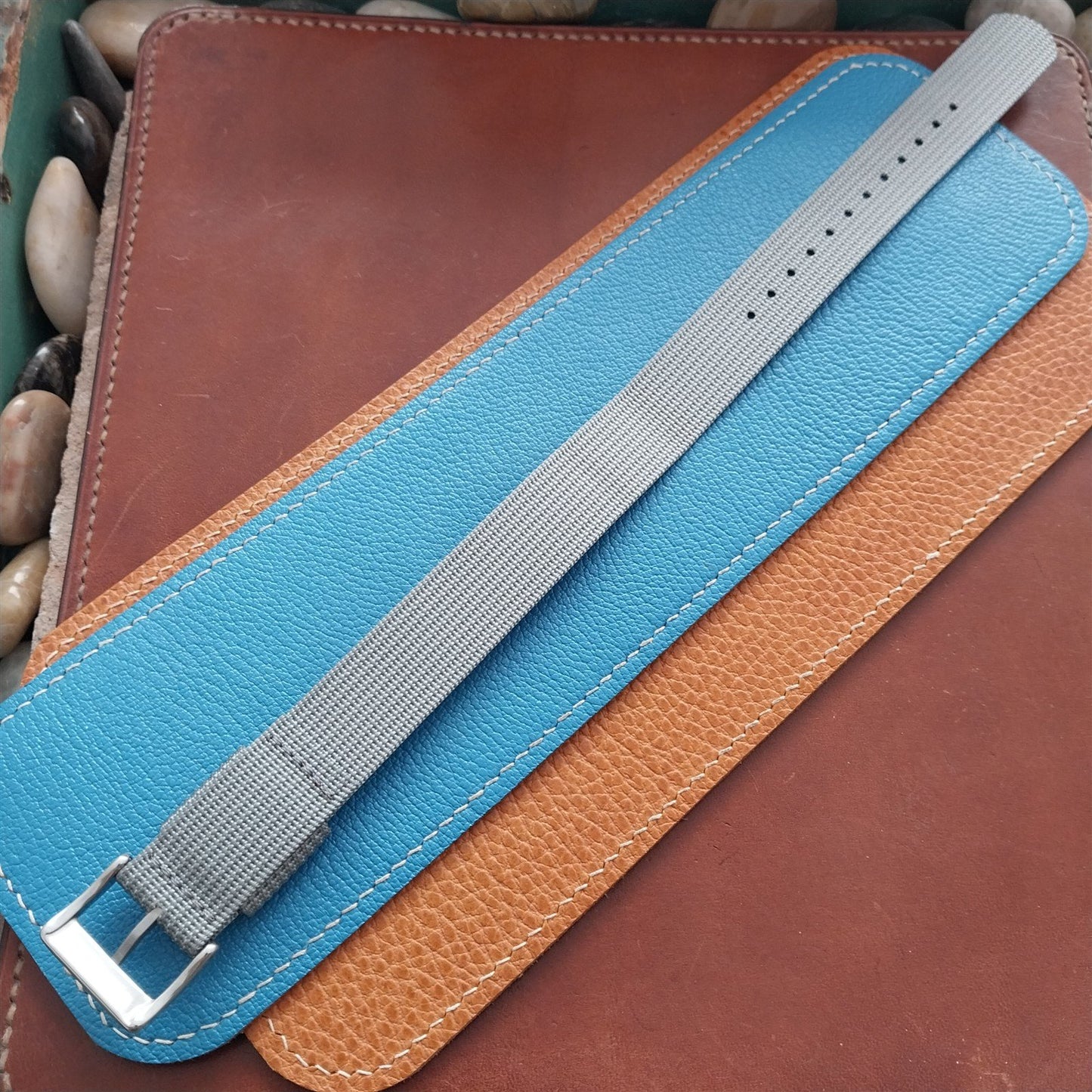 20mm Ribbed Gray Nylon Single-Pass Watch Strap