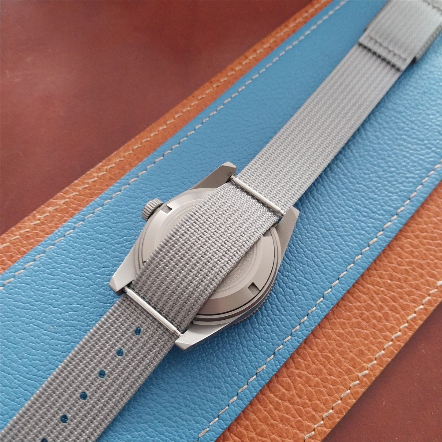 20mm Ribbed Gray Nylon Single-Pass Watch Strap