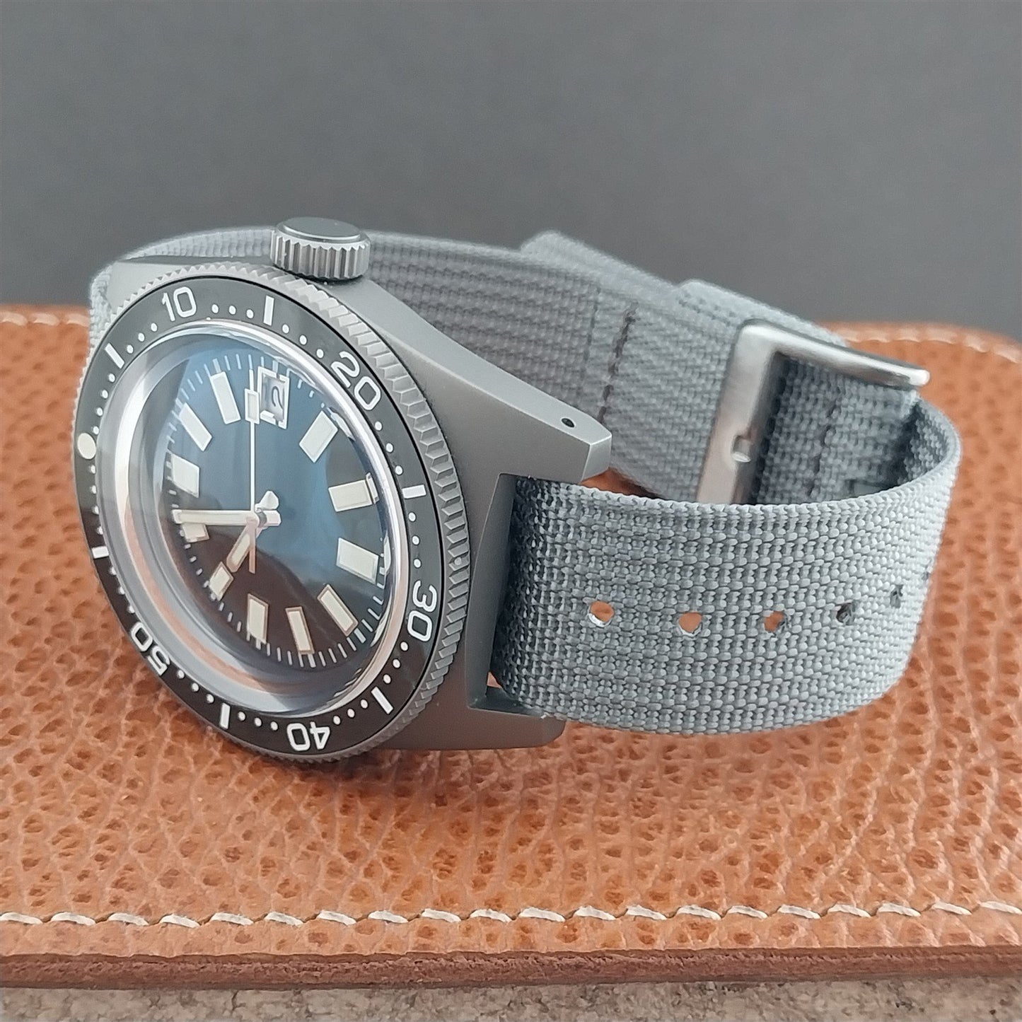 20mm Ribbed Gray Nylon Single-Pass Watch Strap