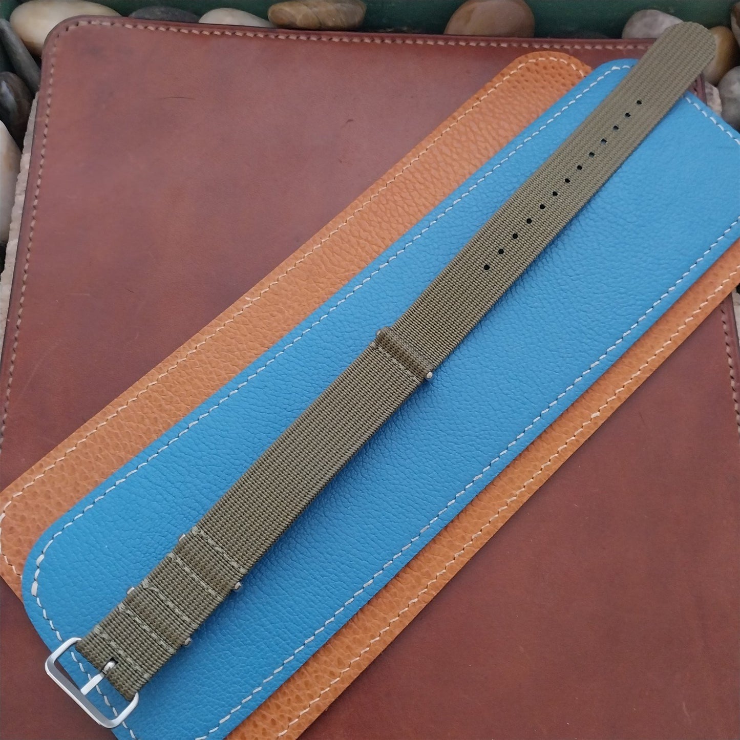 20mm Ribbed Green Nylon Classic NATO G10 Watch Strap