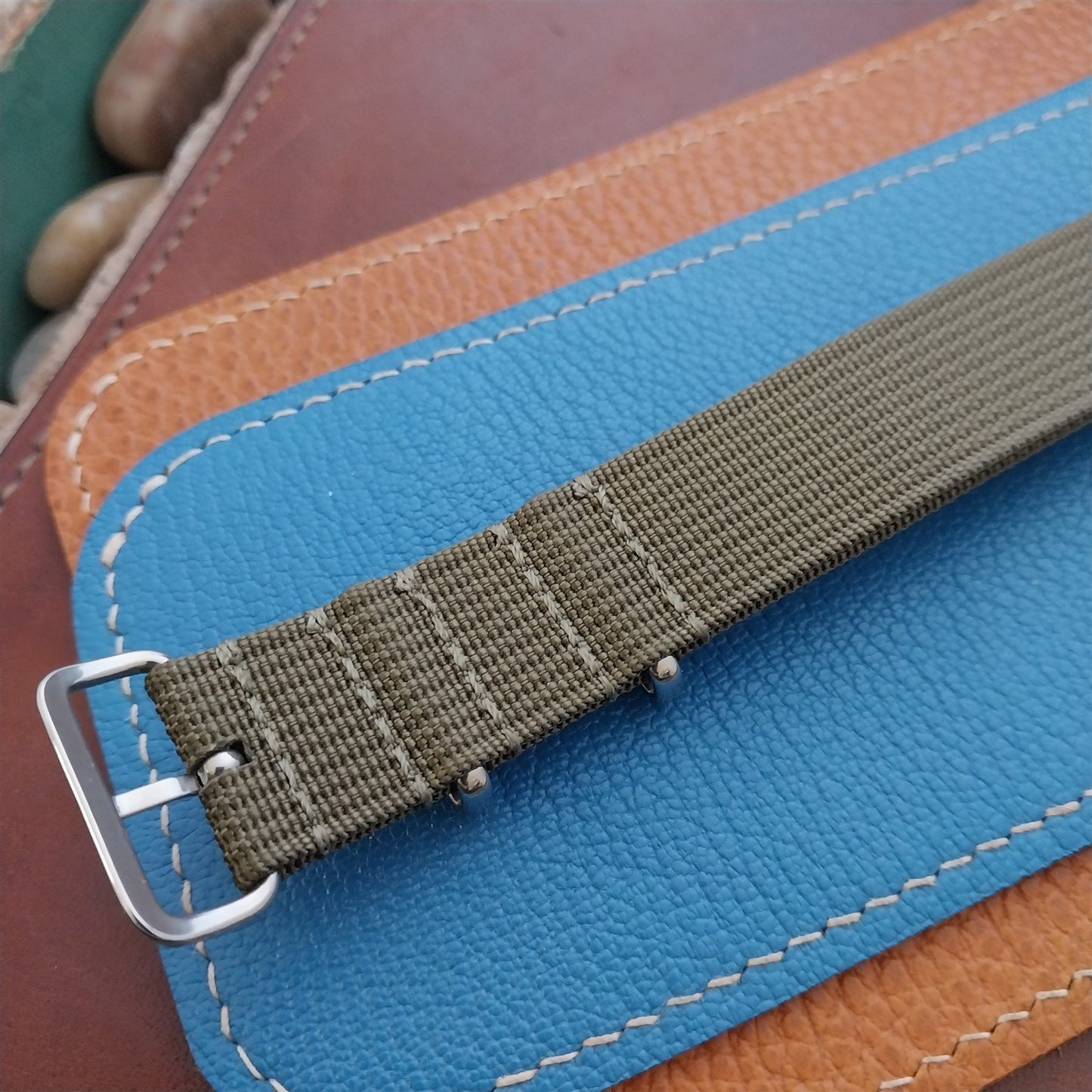 20mm Ribbed Green Nylon Classic NATO G10 Watch Strap