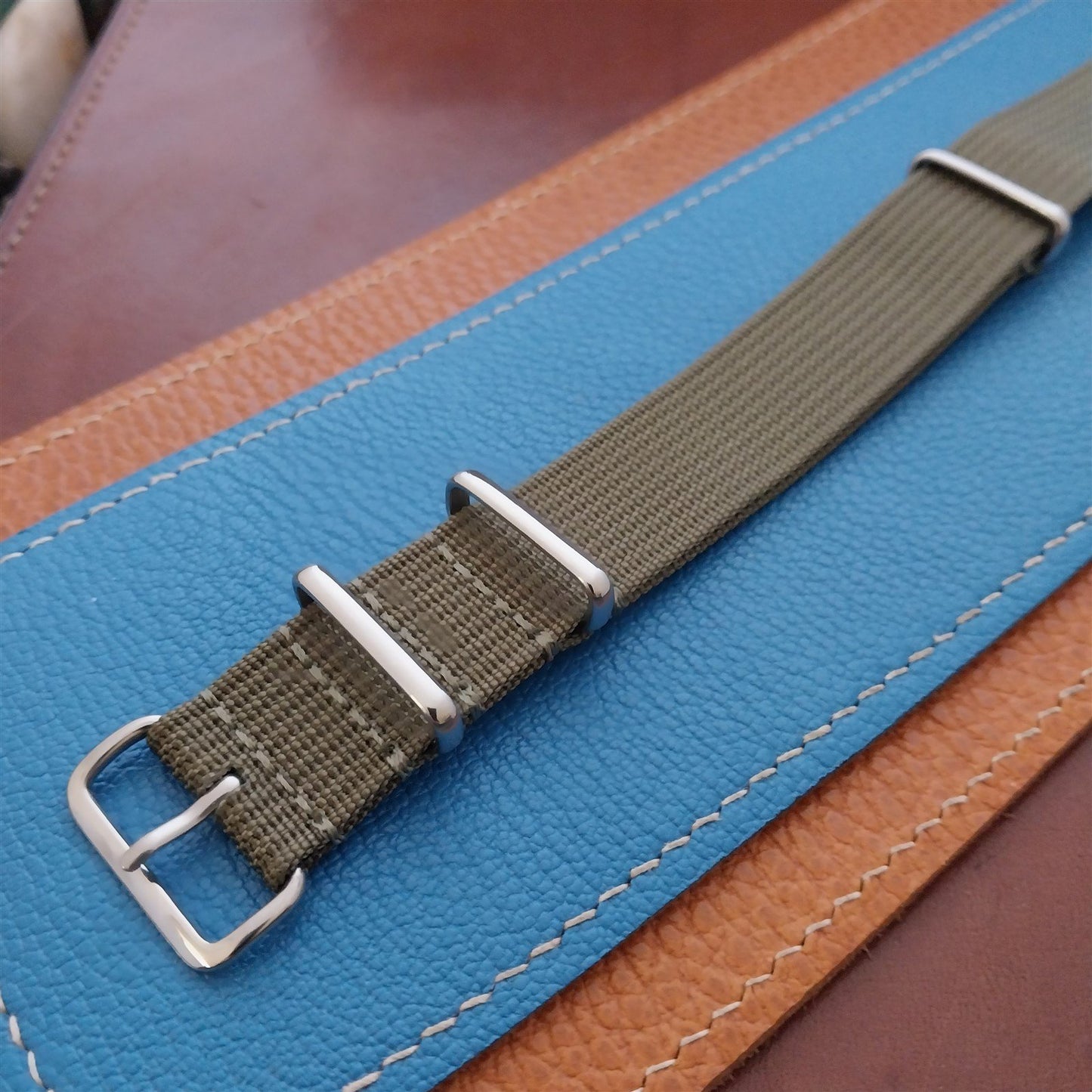 20mm Ribbed Green Nylon Classic NATO G10 Watch Strap