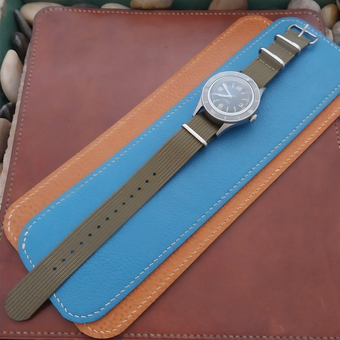 20mm Ribbed Green Nylon Classic NATO G10 Watch Strap