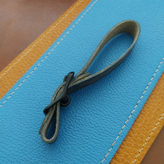 Blue Pueblo Leather Pocket Watch Fob Strap & Black Finish Buckle