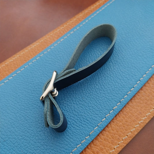 Ilcea Museum Calf Leather Pocket Watch Fob Strap & Polished Nickel Finish Buckle