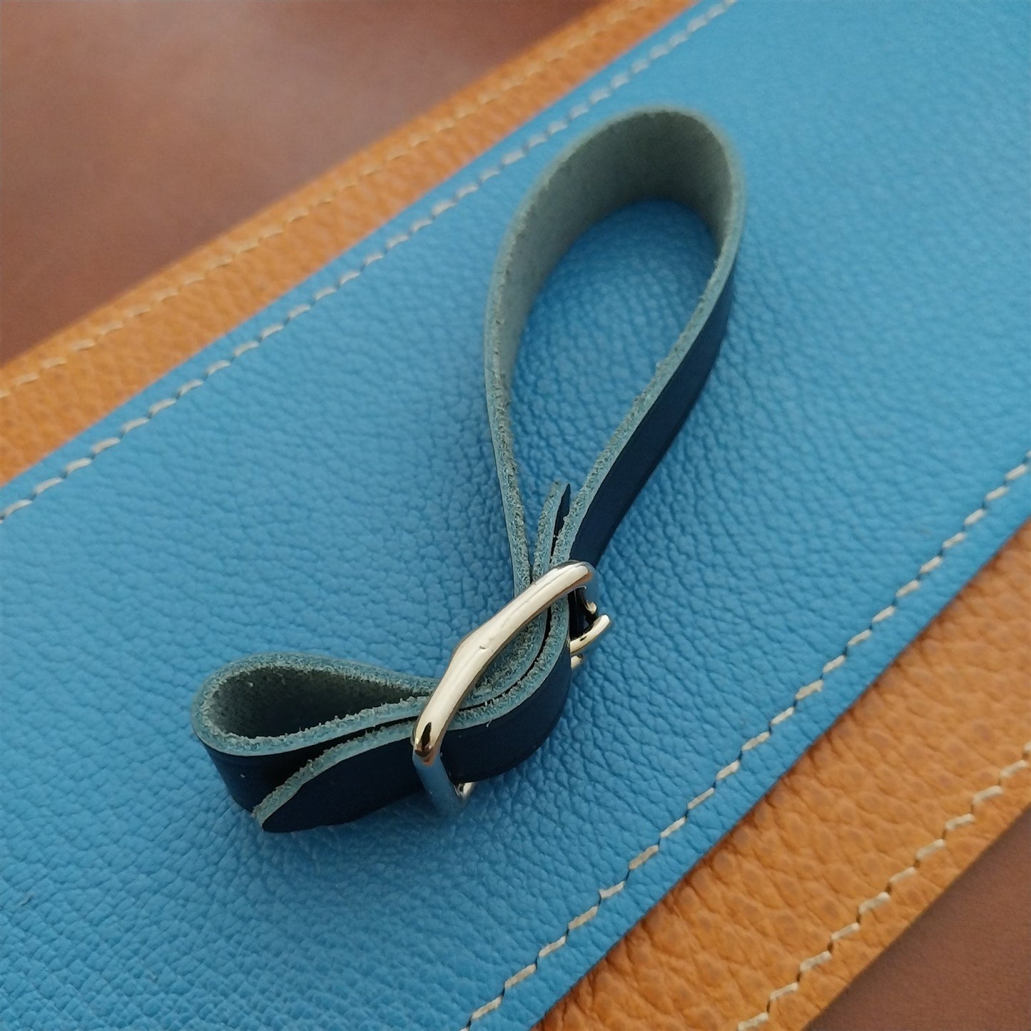 Ilcea Museum Calf Leather Pocket Watch Fob Strap & Polished Nickel Finish Buckle