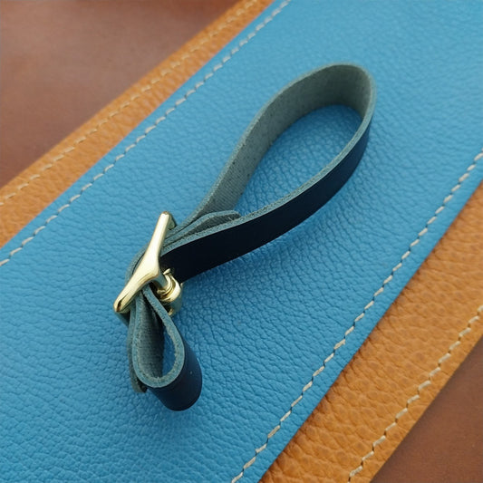 Ilcea Museum Calf Leather Pocket Watch Fob Strap & Polished Brass Finish Buckle