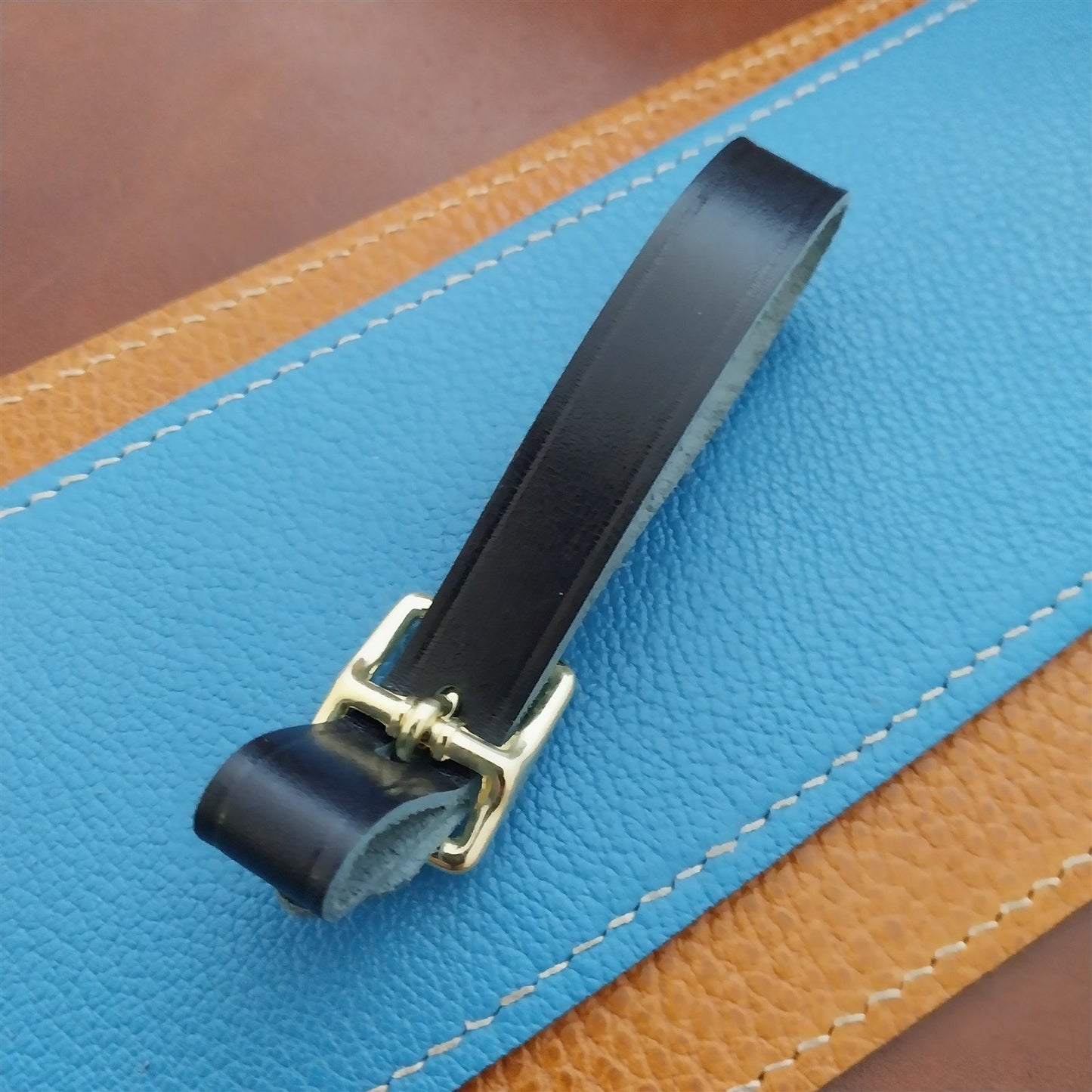 Ilcea Museum Calf Leather Pocket Watch Fob Strap & Polished Brass Finish Buckle