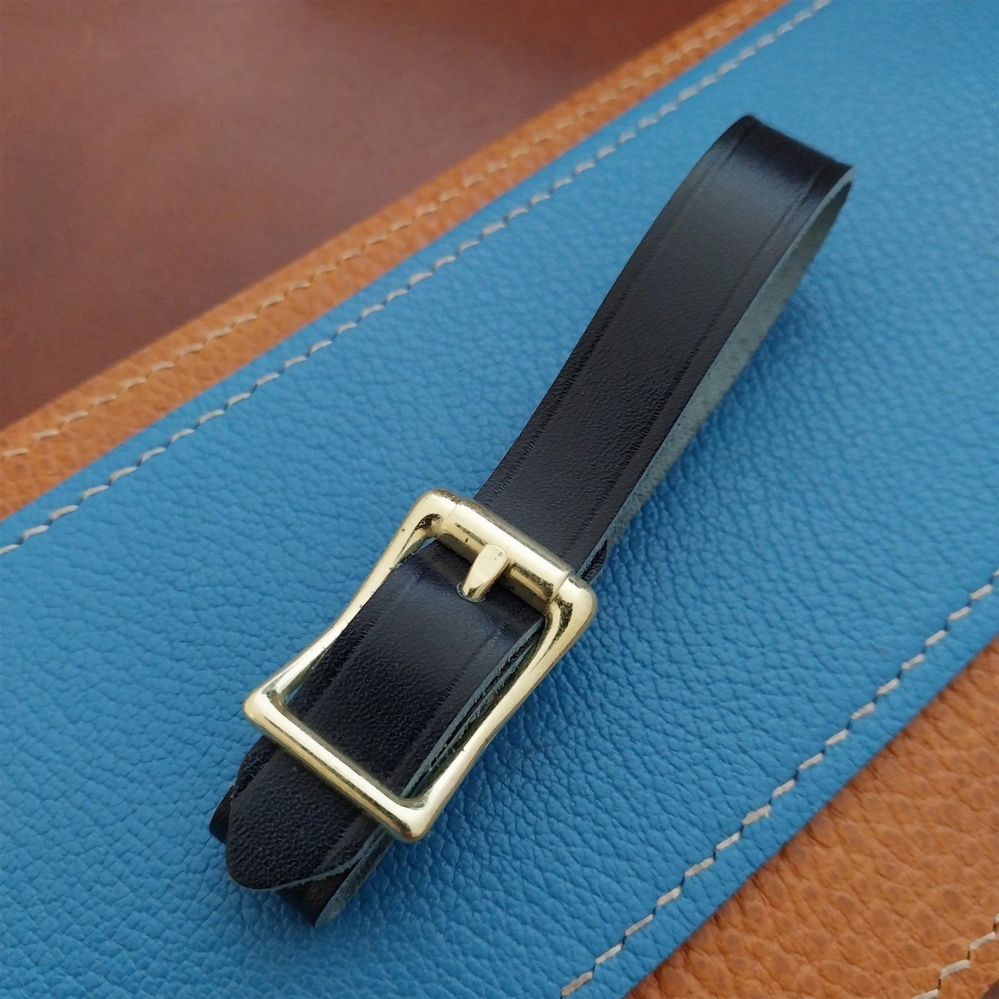 Ilcea Museum Calf Leather Pocket Watch Fob Strap & Polished Brass Finish Buckle