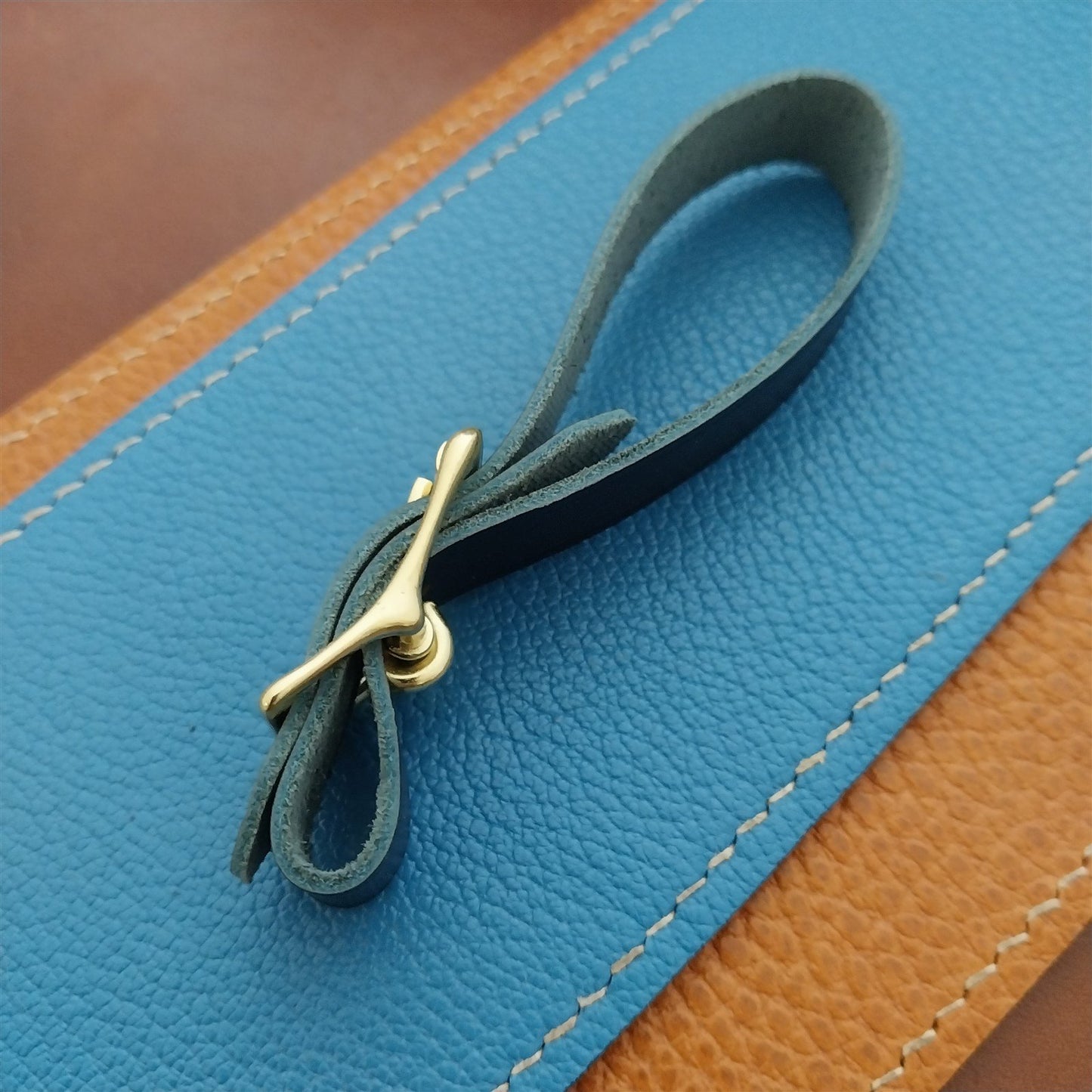 Ilcea Museum Calf Leather Pocket Watch Fob Strap & Polished Brass Finish Buckle