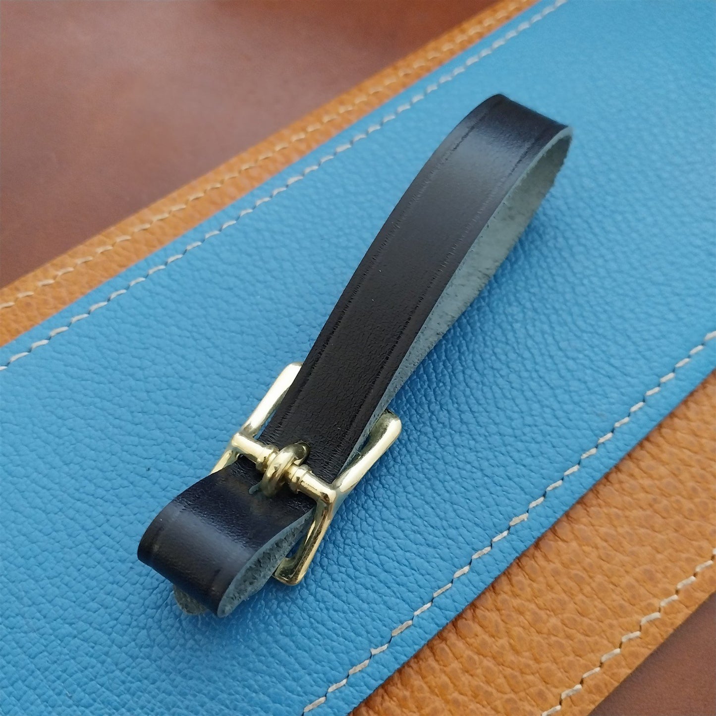 Ilcea Museum Calf Leather Pocket Watch Fob Strap & Polished Brass Finish Buckle