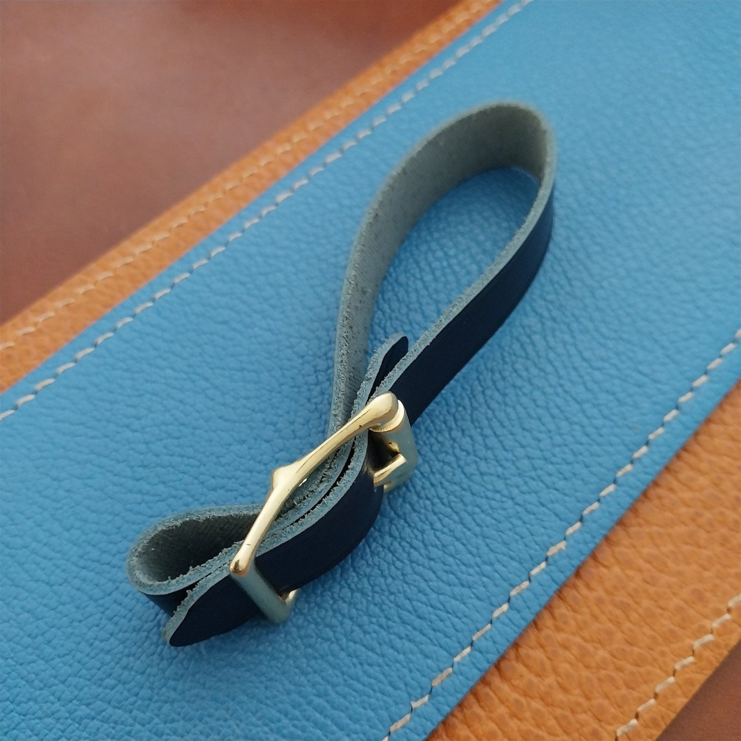 Ilcea Museum Calf Leather Pocket Watch Fob Strap & Polished Brass Finish Buckle