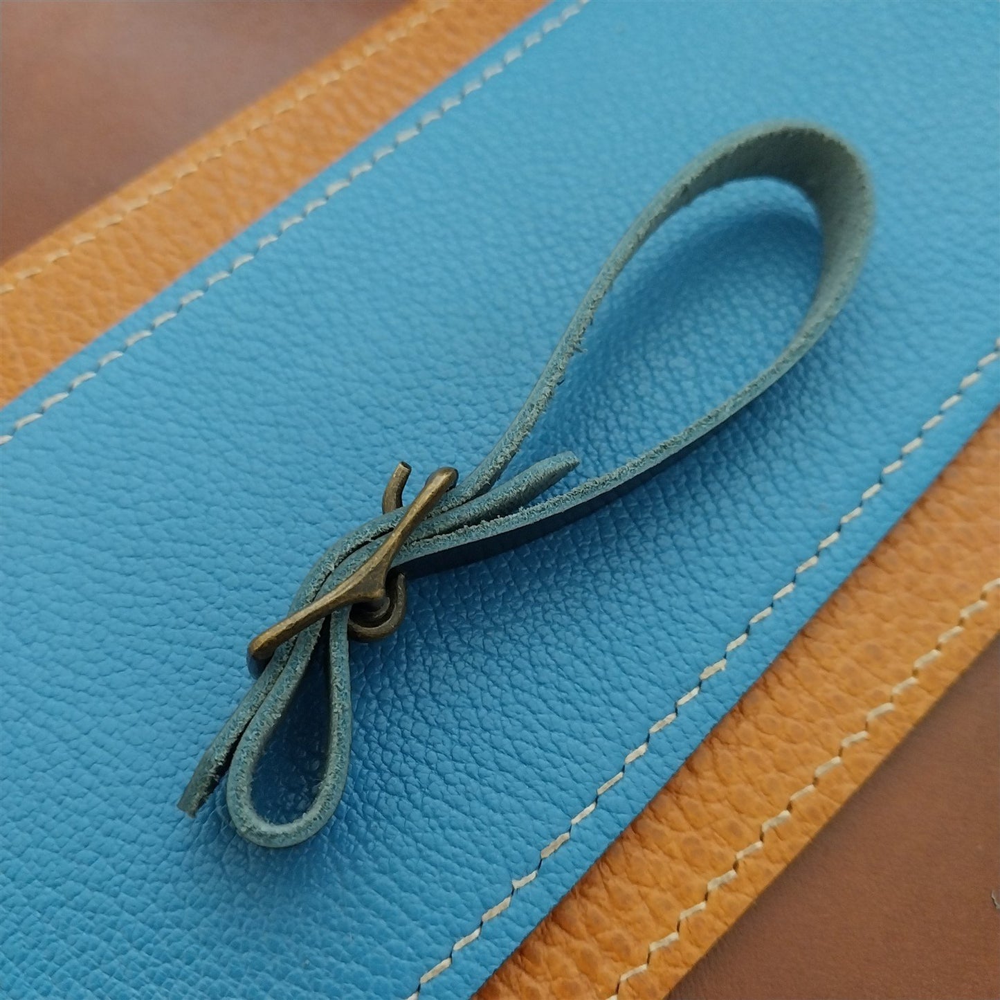 Ilcea Museum Calf Leather Pocket Watch Fob Strap & Antique Brass Finish Buckle