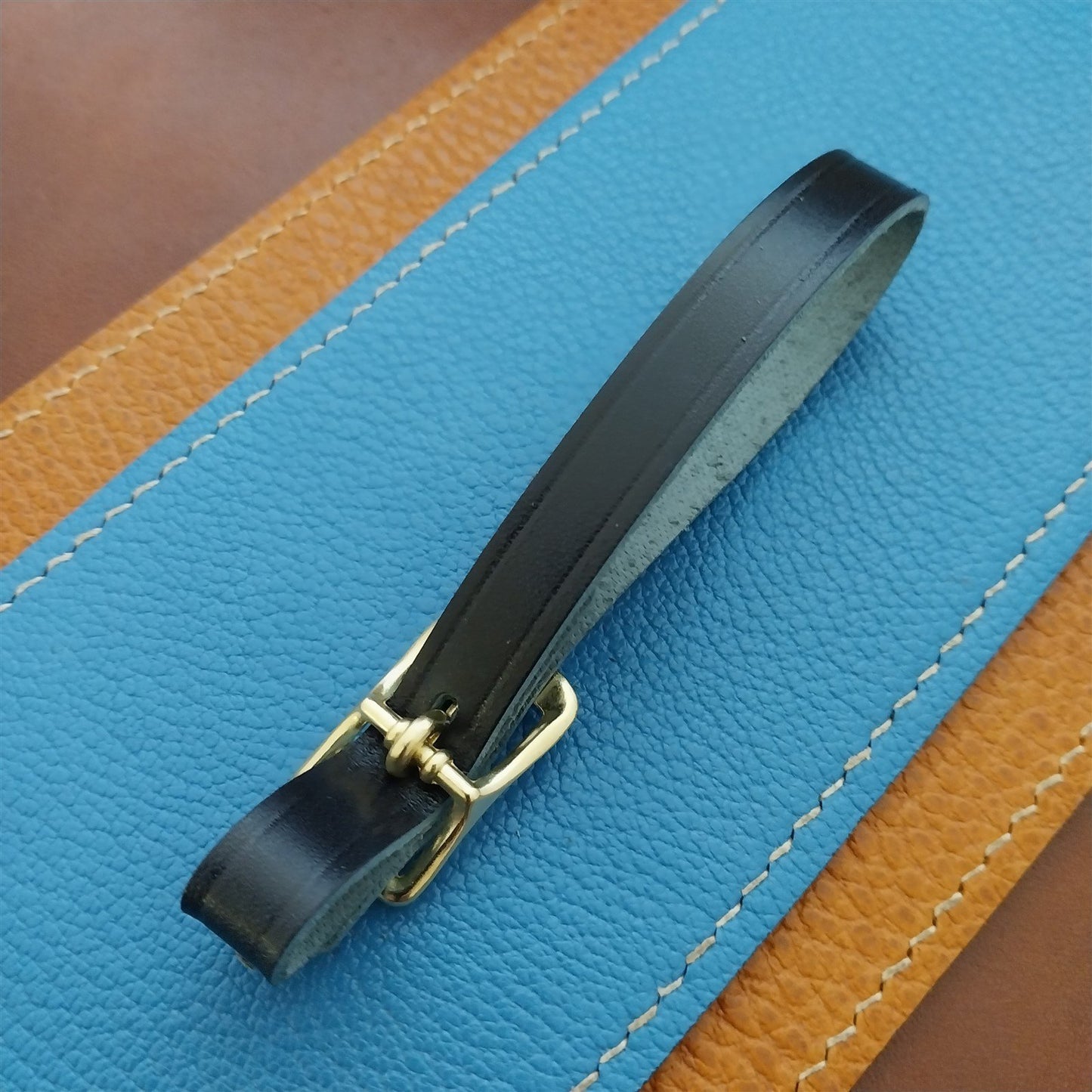 Ilcea Museum Calf Leather Pocket Watch Fob Strap & Polished Brass Finish Buckle