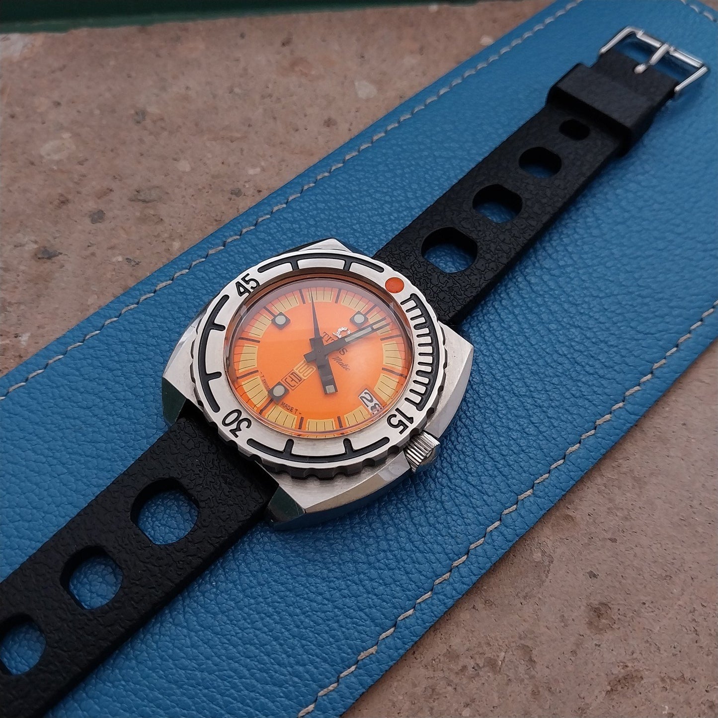 20mm TPU Rubber Black Tropical Sport Diver Rally Watch Strap