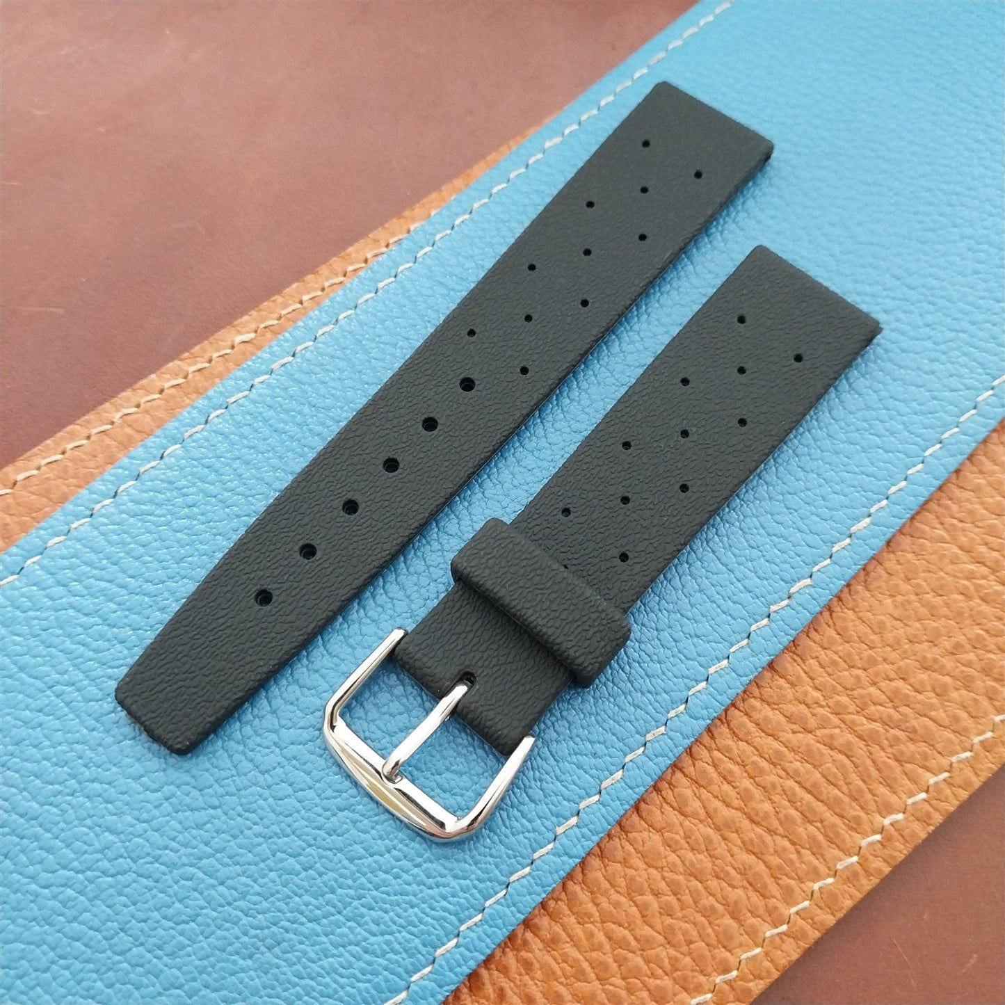 20mm TPU Rubber Black Tropical Star Diver Rally Watch Strap