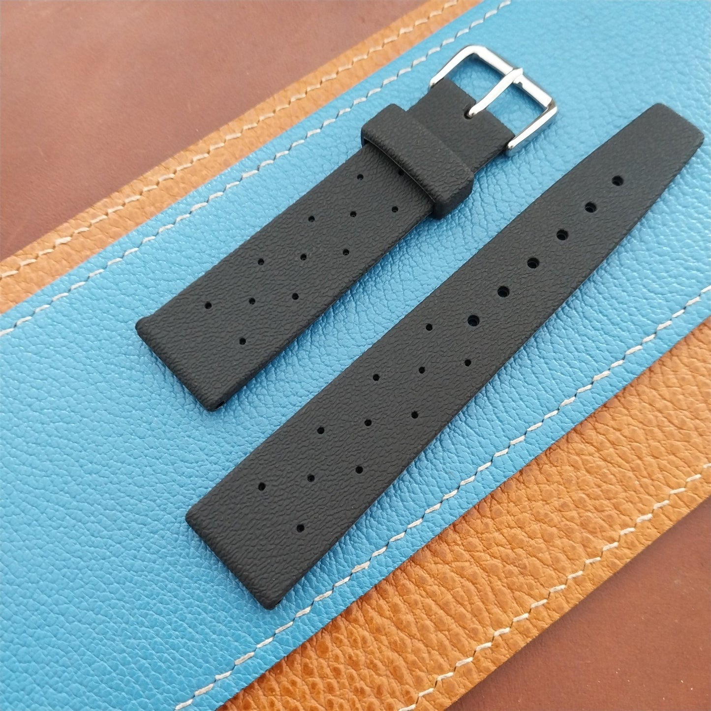 20mm TPU Rubber Black Tropical Star Diver Rally Watch Strap