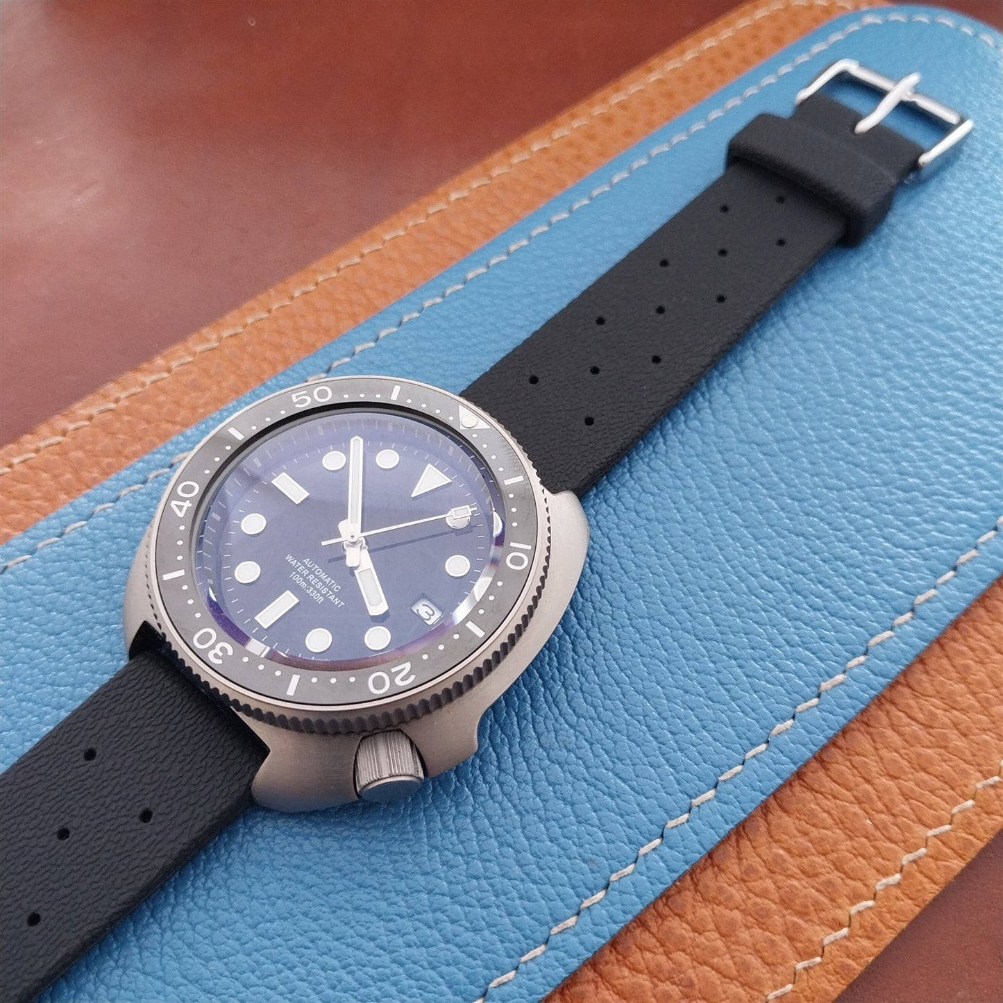 20mm TPU Rubber Black Tropical Star Diver Rally Watch Strap