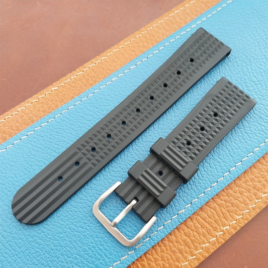 20mm TPU Rubber Black 6105 Waffle Divers Watch Strap