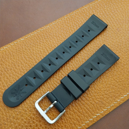 20mm TPU Rubber Black 6105 Waffle Divers Watch Strap