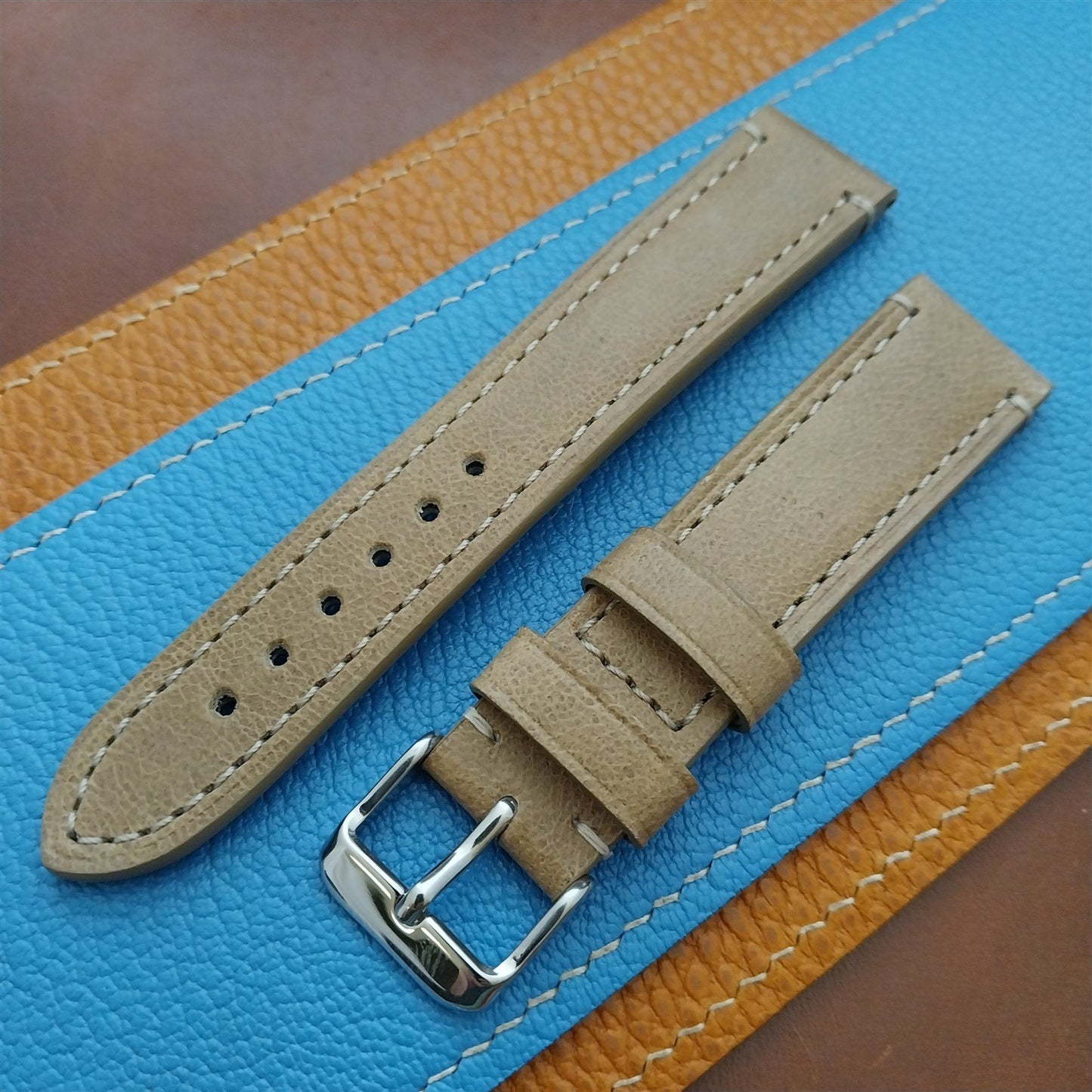 20mm Fleurus France Natural Camel Leather Watch Strap
