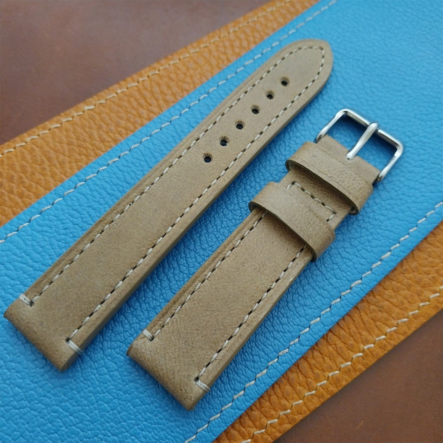 20mm Fleurus France Natural Camel Leather Watch Strap