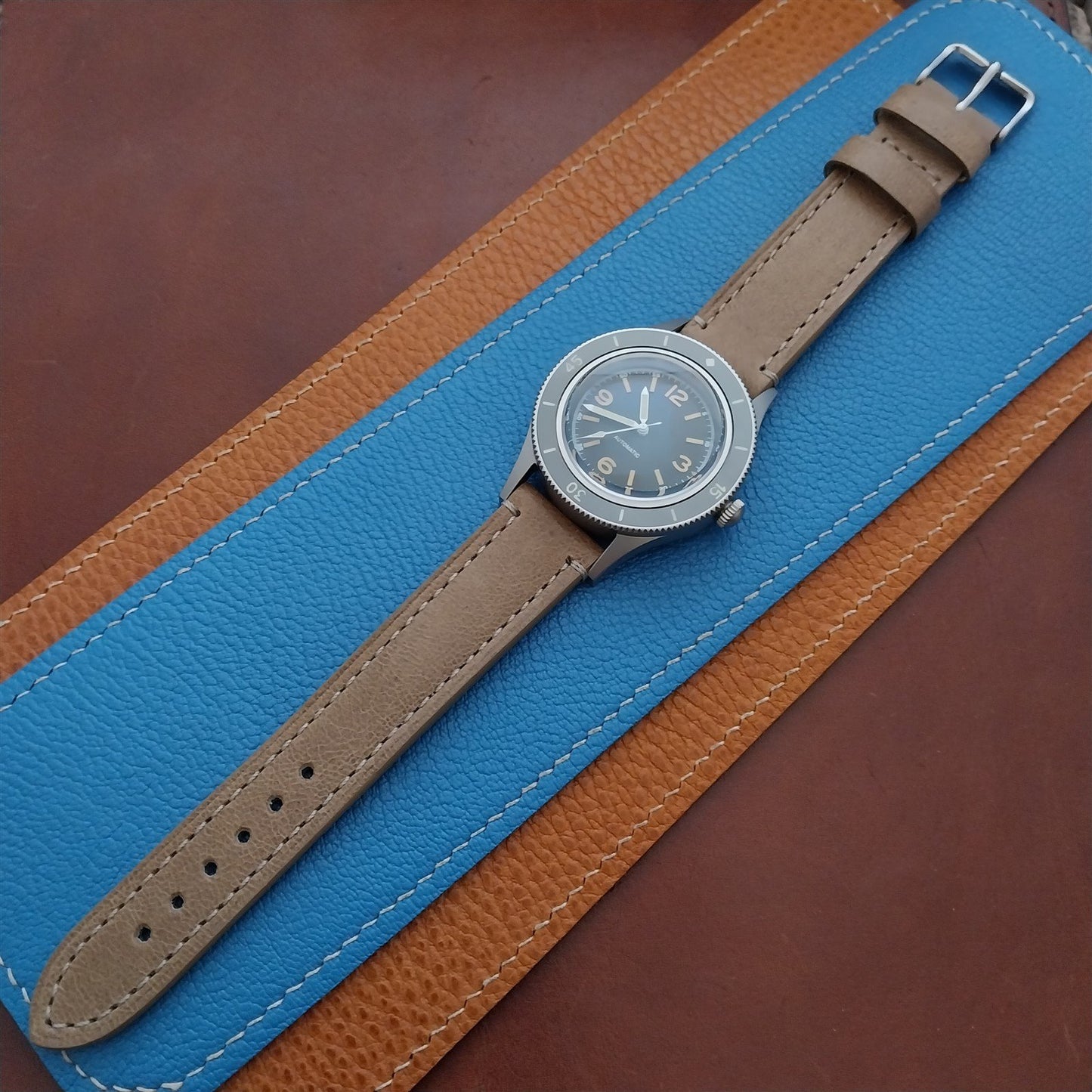 20mm Fleurus France Natural Camel Leather Watch Strap