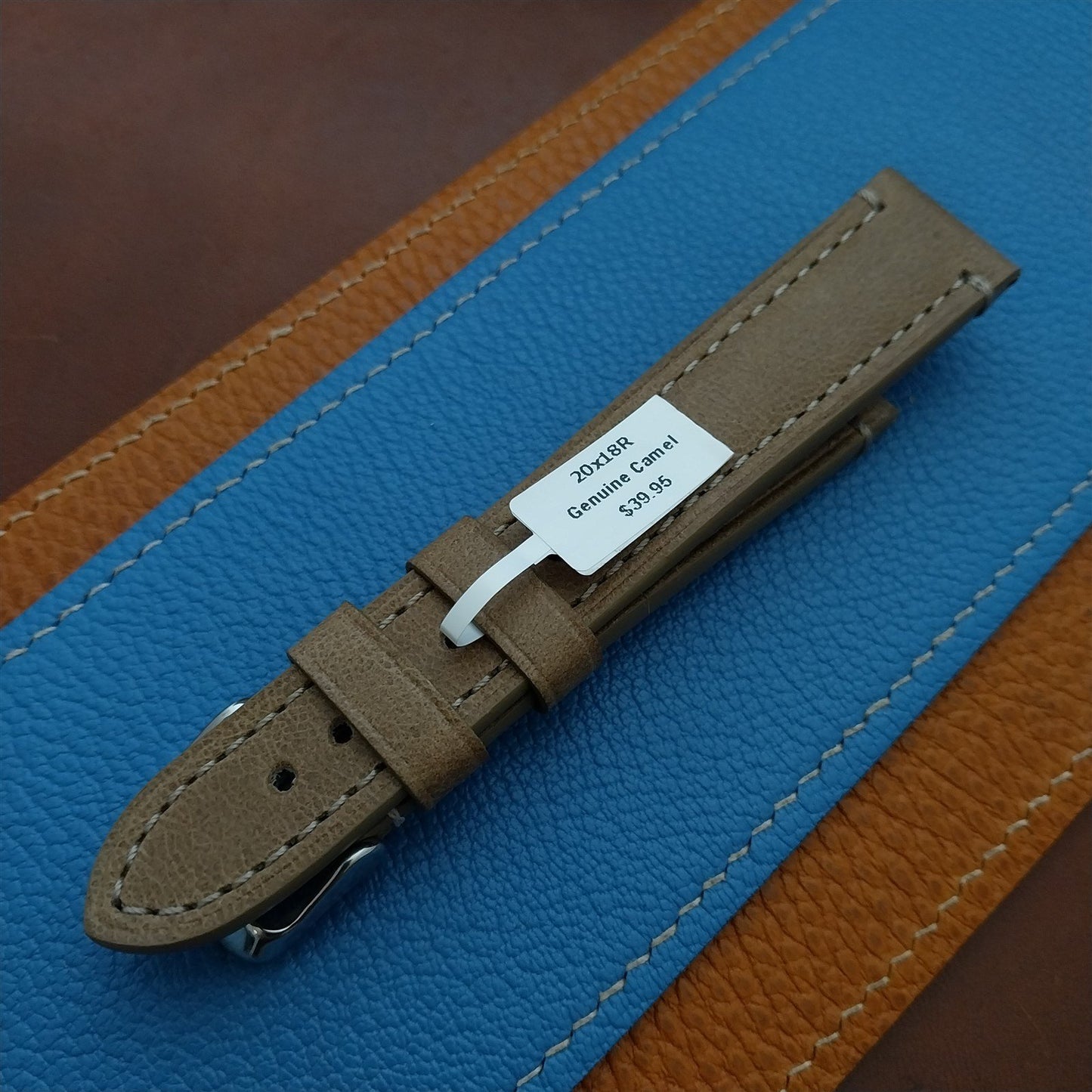 20mm Fleurus France Natural Camel Leather Watch Strap