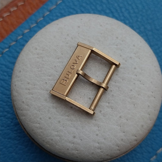 16mm Vintage Bulova Logo Yellow Gold-Tone Unused Watch Strap Buckle