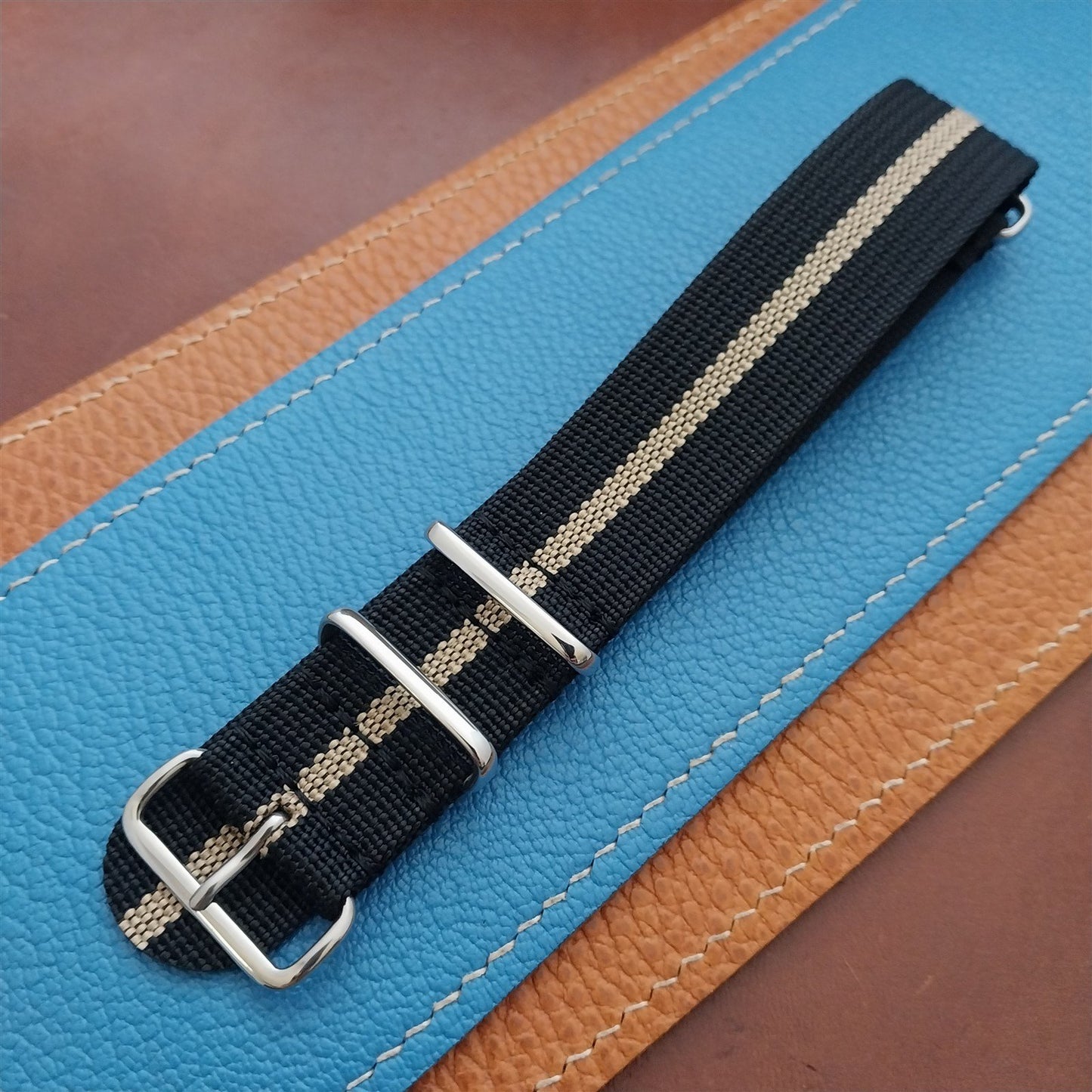 22mm Black & Tan Striped Nylon Classic G10 MoD Watch Strap