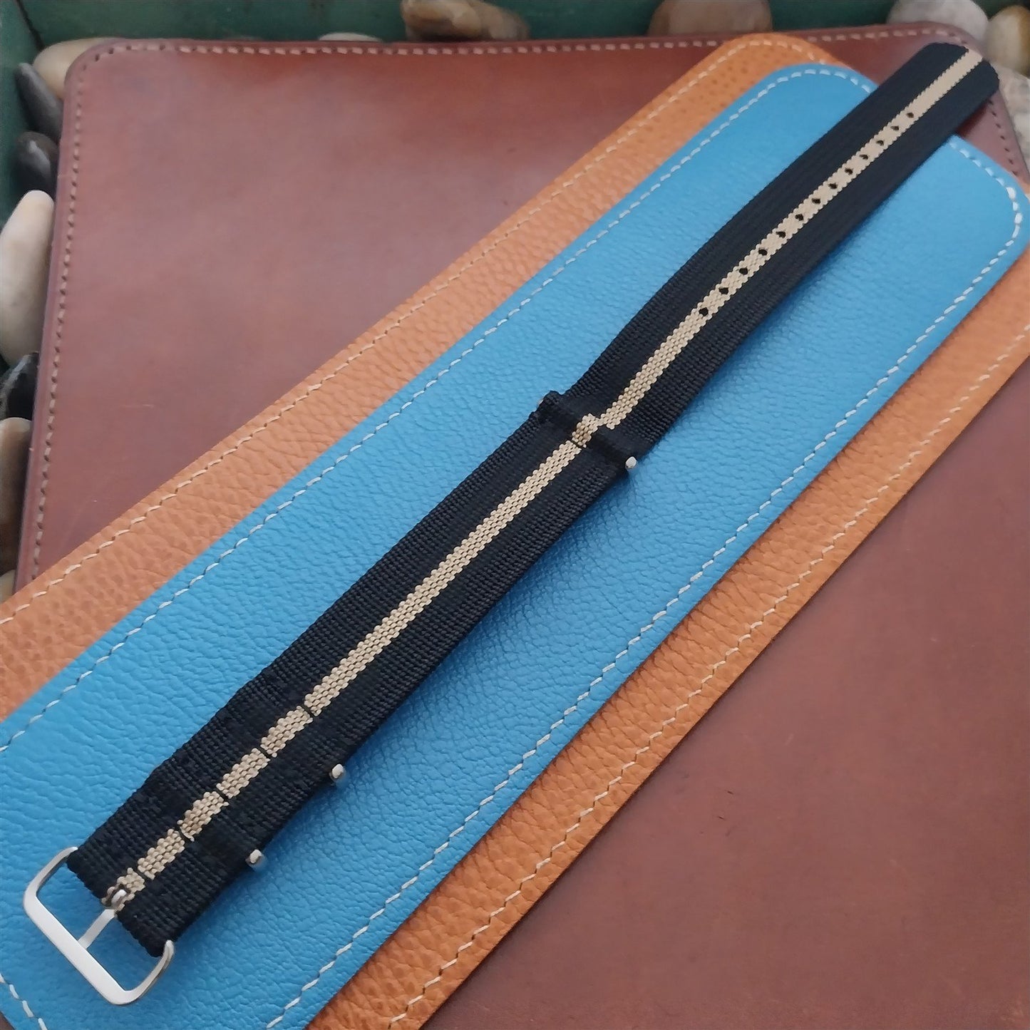 22mm Black & Tan Striped Nylon Classic G10 MoD Watch Strap