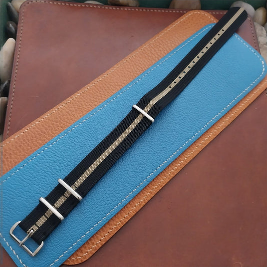 20mm Black & Tan Striped Nylon Classic G10 MoD Watch Strap