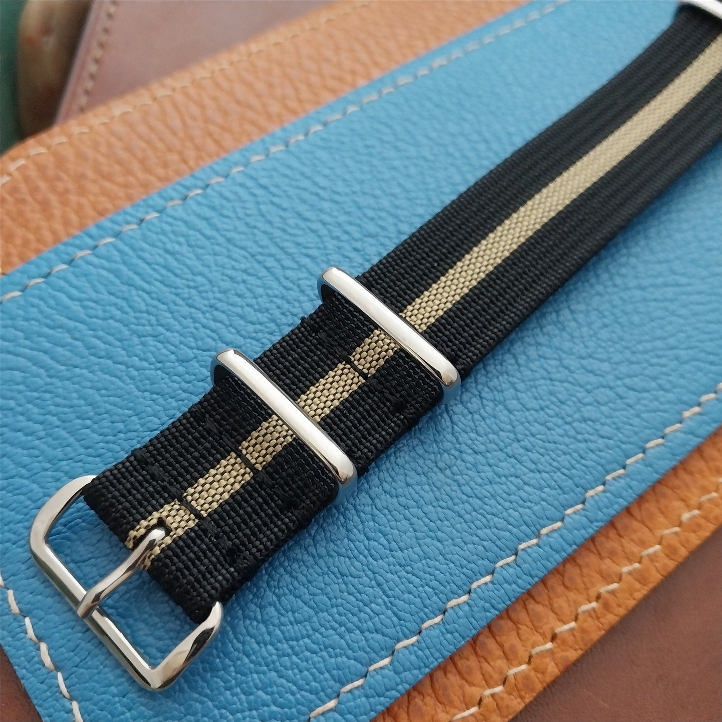20mm Black & Tan Striped Nylon Classic G10 MoD Watch Strap