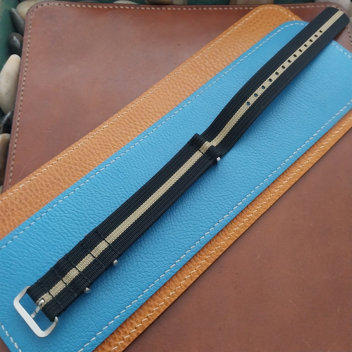 20mm Black & Tan Striped Nylon Classic G10 MoD Watch Strap