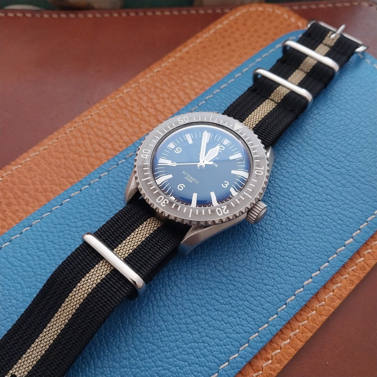 20mm Black & Tan Striped Nylon Classic G10 MoD Watch Strap