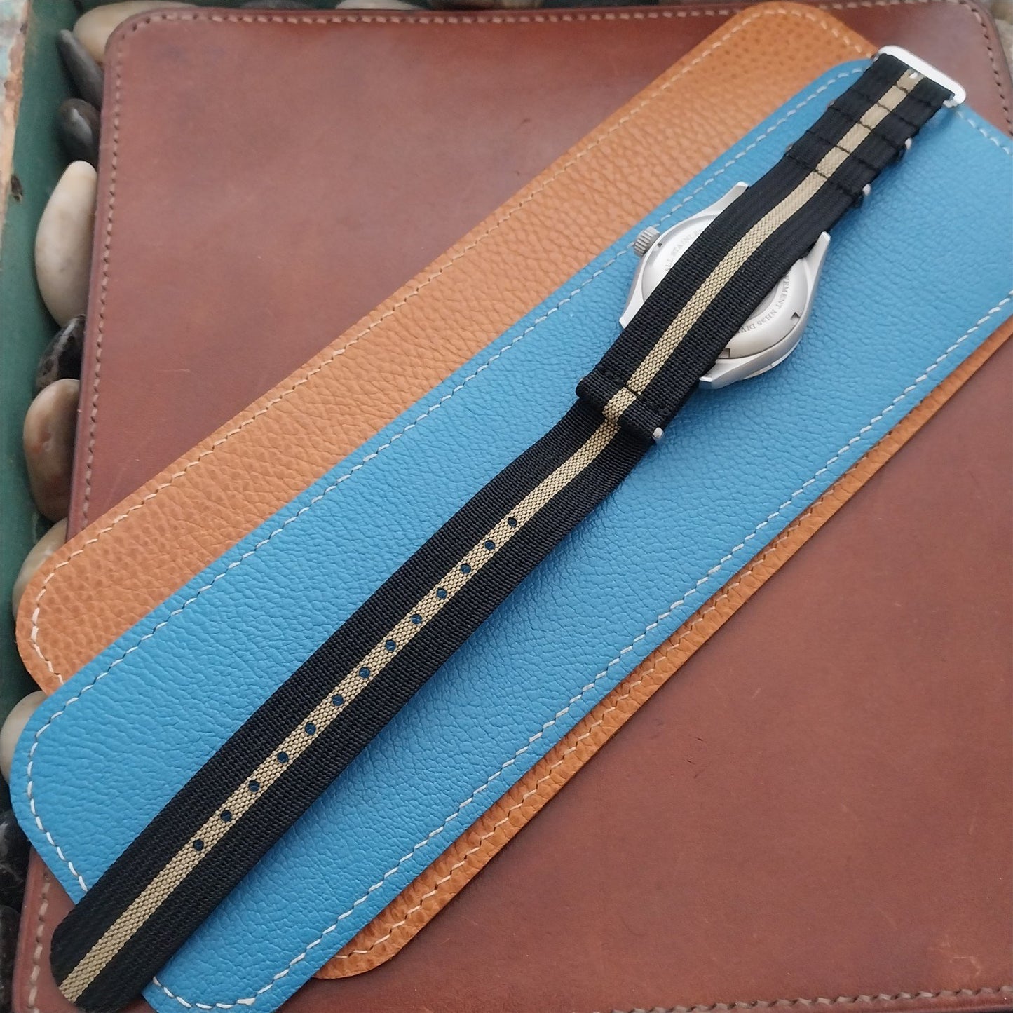 20mm Black & Tan Striped Nylon Classic G10 MoD Watch Strap