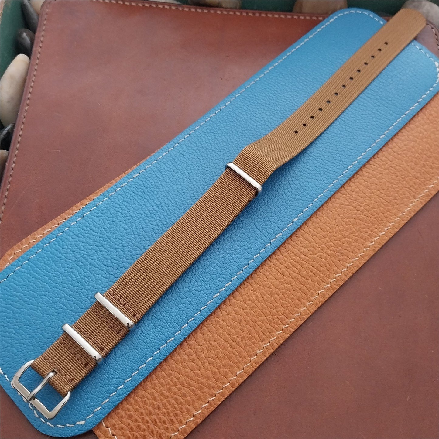 18mm Ribbed Tan Nylon Classic G10 MoD Watch Strap