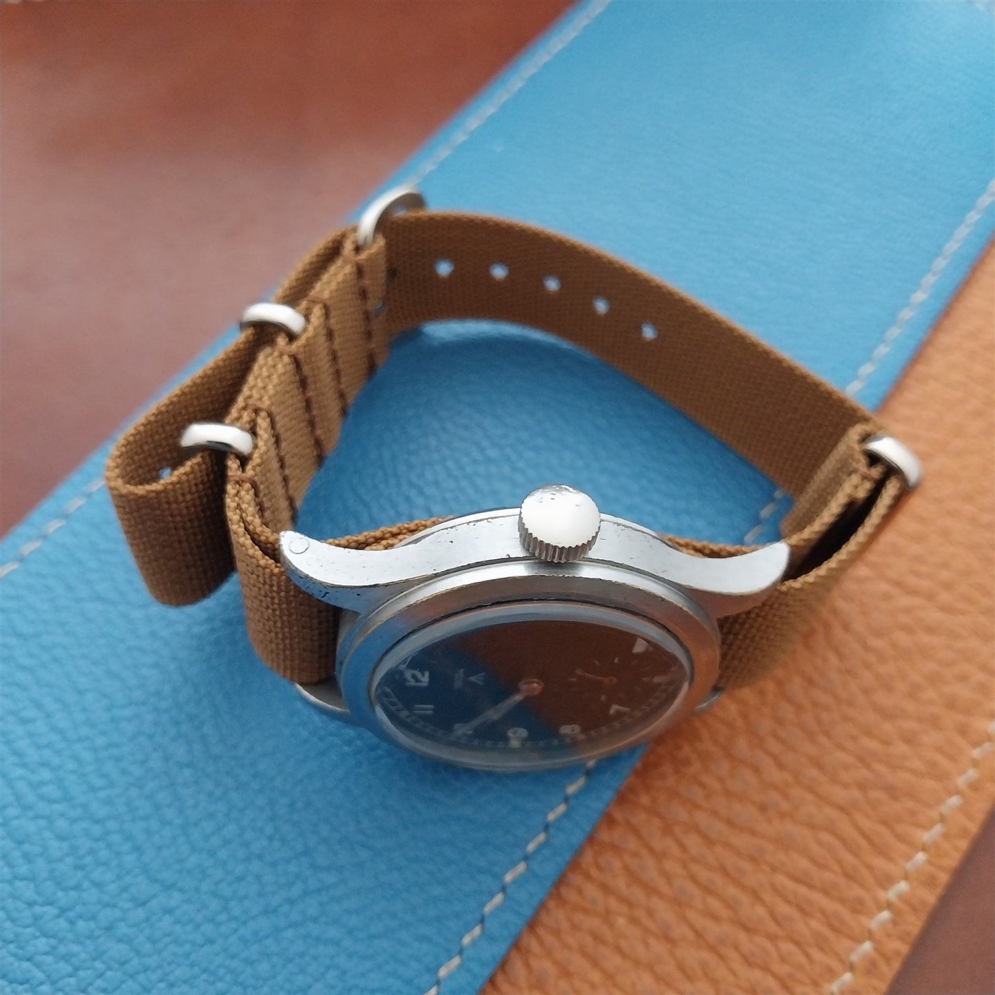 18mm Ribbed Tan Nylon Classic G10 MoD Watch Strap