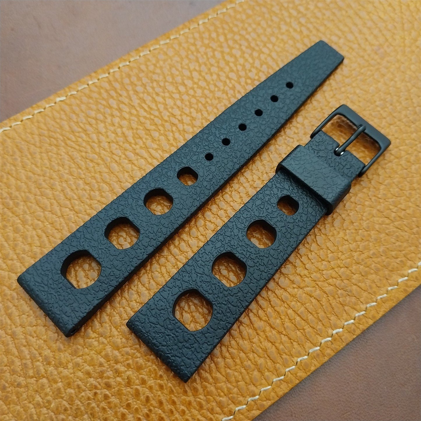 20mm TPU Rubber Black Tropic Style Rally Diver Watch Strap & Black Buckle