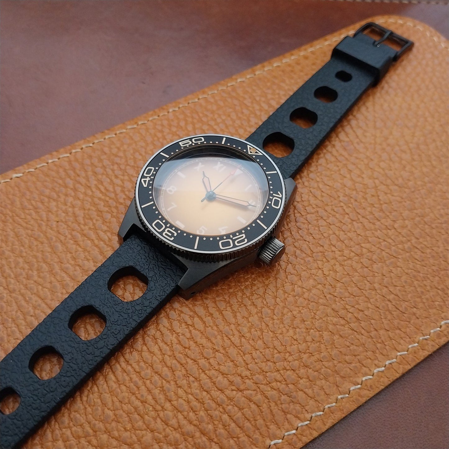 20mm TPU Rubber Black Tropic Style Rally Diver Watch Strap & Black Buckle