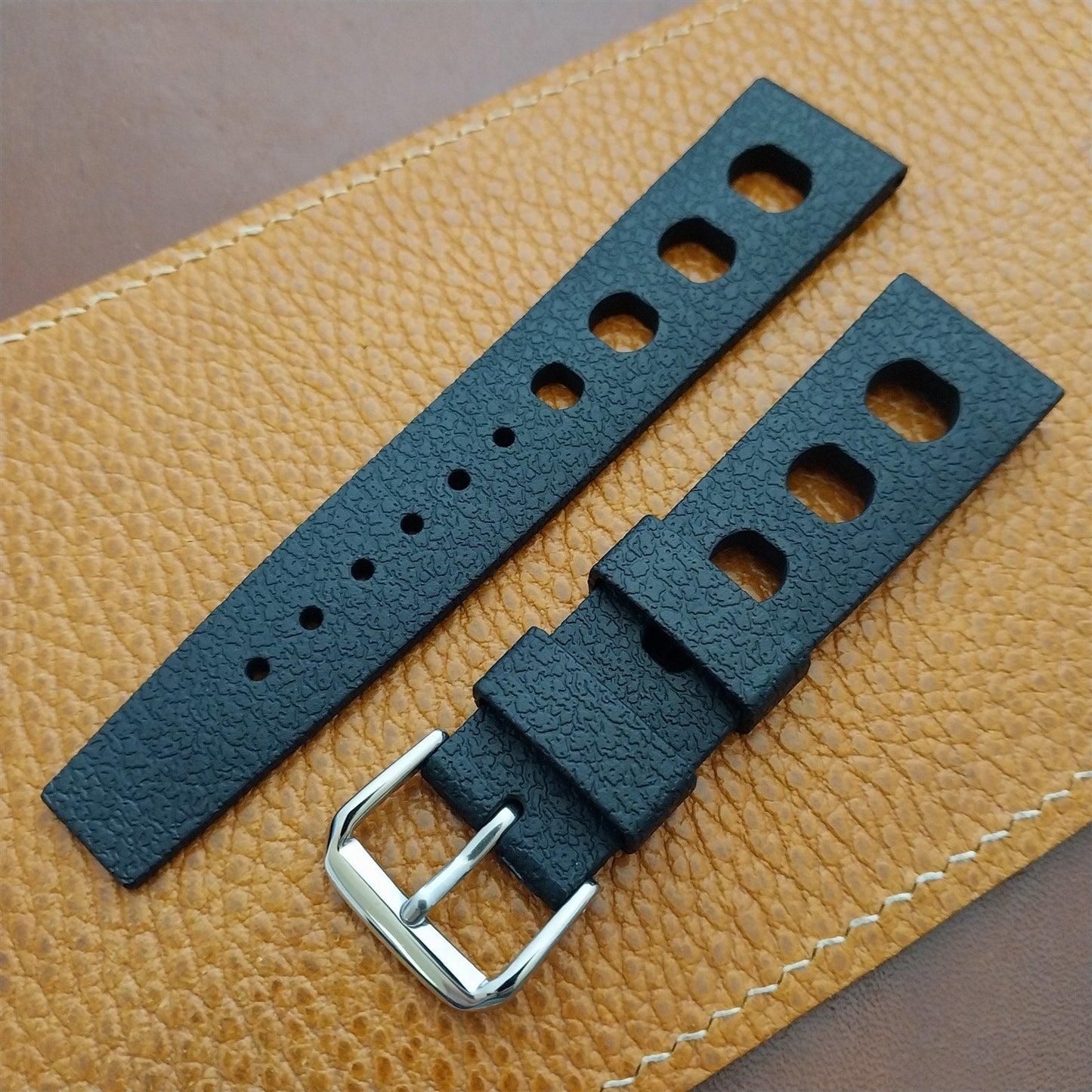 22mm TPU Rubber Black Tropical Sport Diver Rally Watch Strap