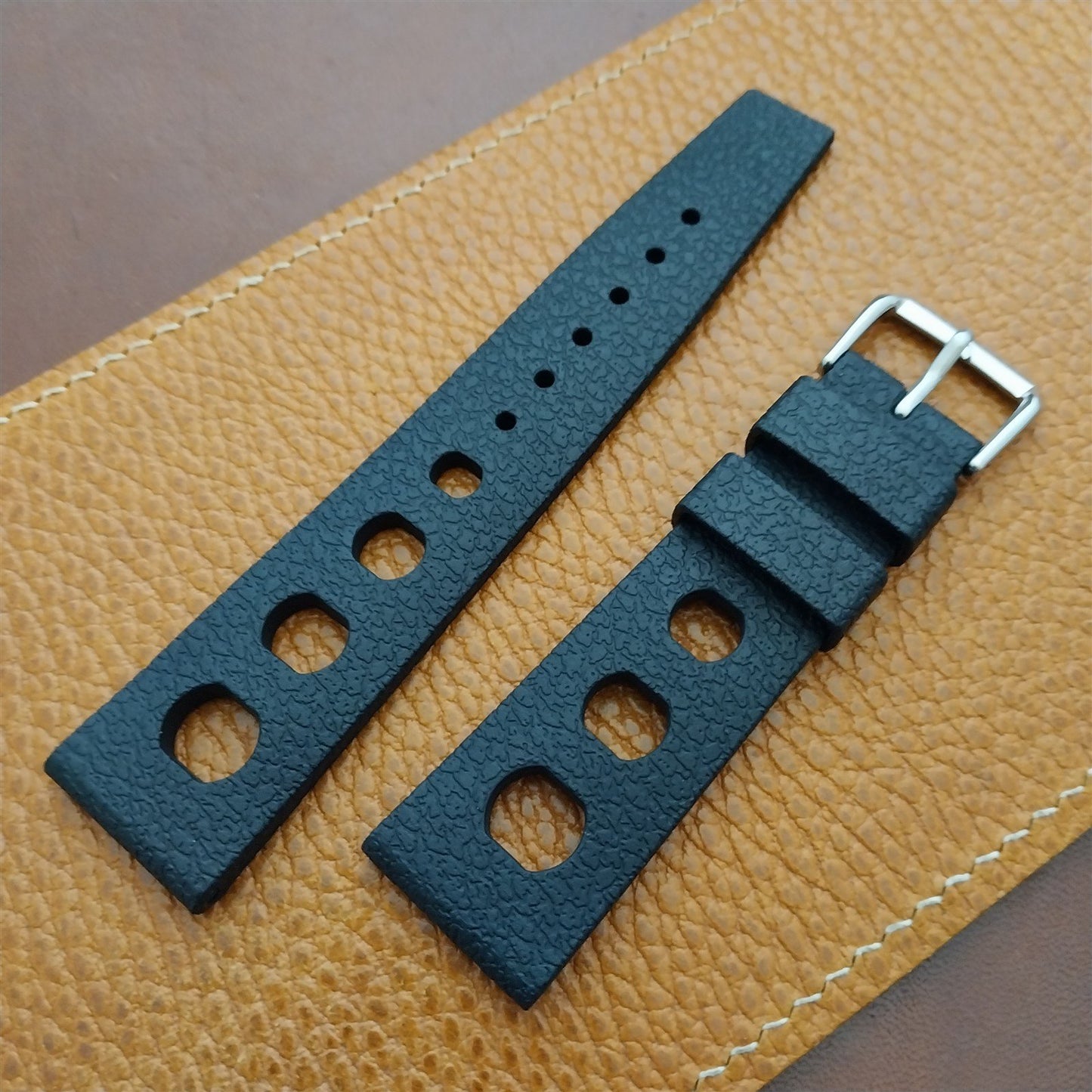 22mm TPU Rubber Black Tropical Sport Diver Rally Watch Strap