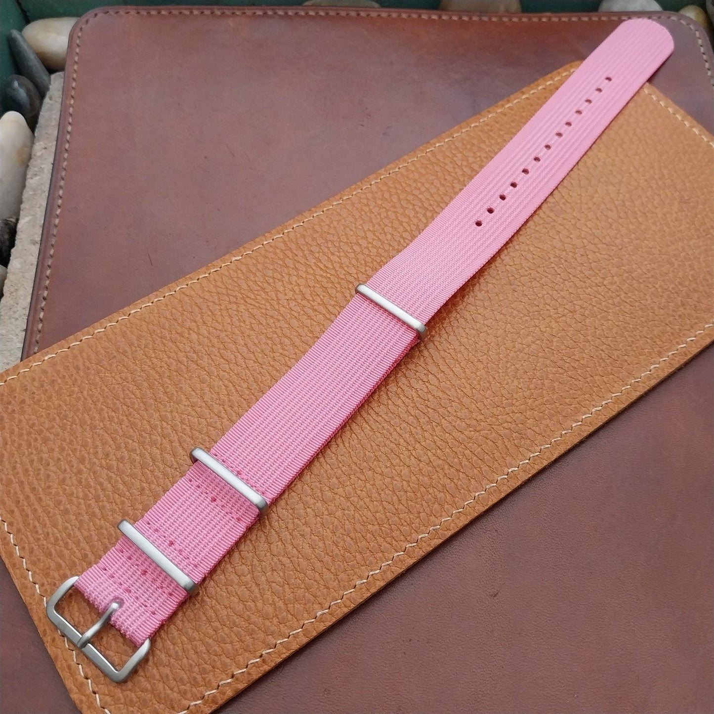 22mm Ribbed Pink Ribbed Nylon Classic G10 Watch Strap