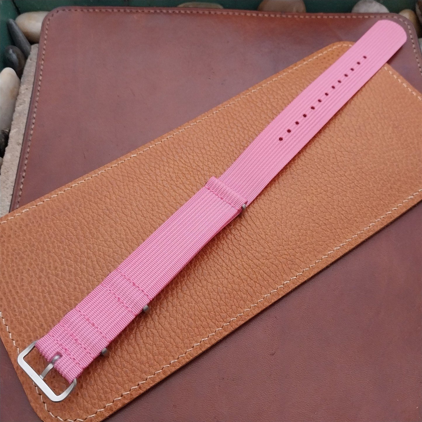 22mm Ribbed Pink Ribbed Nylon Classic G10 Watch Strap